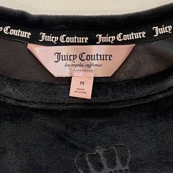 Juicy Couture Sleepwear Black Velour Long Sleeve Embossed Logo Top, Stretch, M - Picture 4 of 8